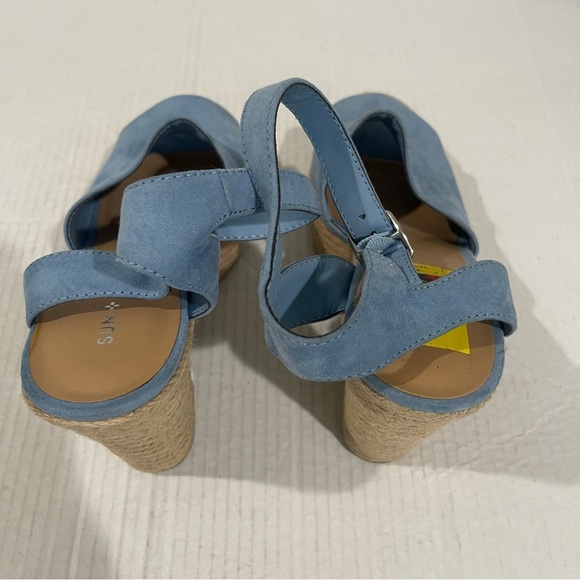 Women’s Sun + Stone Blue Fey Buckle Block Heel Platform Sandals Size 10 US! - Picture 6 of 8